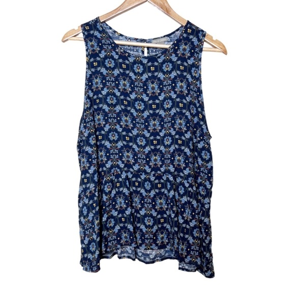 Falls Creek Tops - NWT Falls Creek Womens Sleeveless Floral Print Tiered Tank‎ Top Blue Yellow